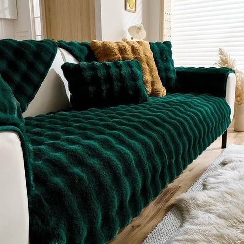 Faux rabbit fur sofa - fur, cushion